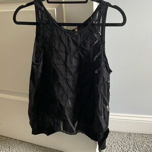 Free people black mesh front with buttons on back and slit
